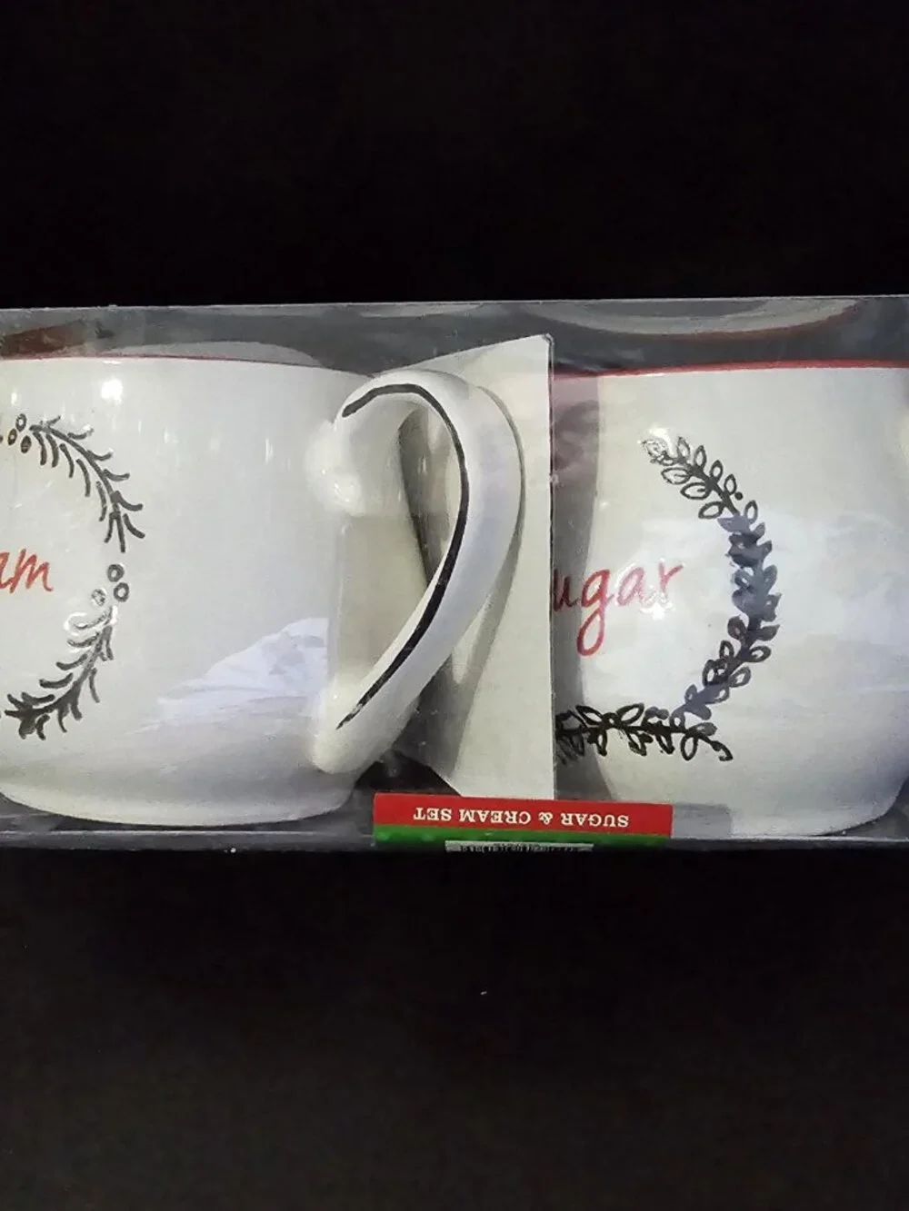 Holiday Time White Sugar and Cream Ceramic Server Set